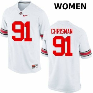 Women's Ohio State Buckeyes #91 Drue Chrisman White Nike NCAA College Football Jersey Real FGJ3144DH